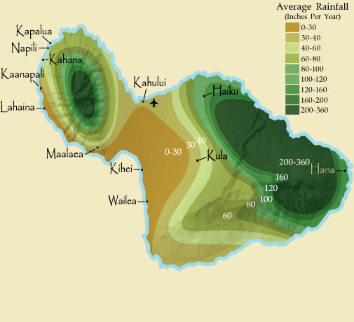 Maui Rainfall Map
