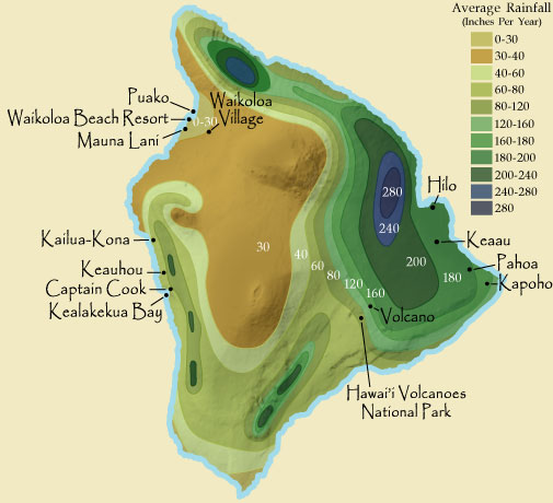 Big Island Rainfall Map